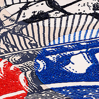 【Hermes】Blue Suite And Pursuit Embroidered Giant スカーフ Suite et Poursuite embroidered giant scarf | Hermès Poland